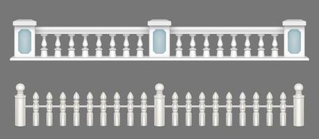 White marble balustrade, stone railing for balcony vector