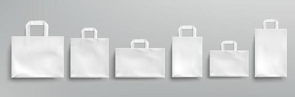 maqueta vectorial de bolsas ecológicas de papel blanco vector