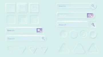 Neumorphic buttons and search bars for ui app vector