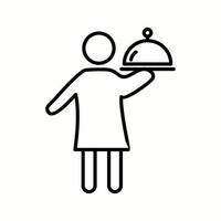 Unique Man Serving Food Vector Line Icon