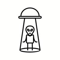 icono de línea de vector de abducción alienígena único