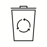 icono de línea de vector de papelera de reciclaje único