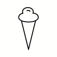 icono de línea de vector de cono de helado único