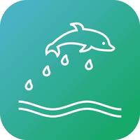 icono de línea de vector de delfín único