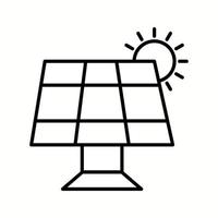 icono de línea de vector de panel solar único