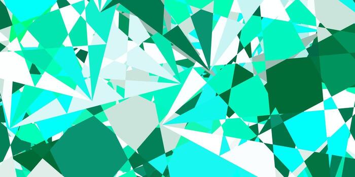 Telón de fondo de vector verde claro con triángulos, líneas.