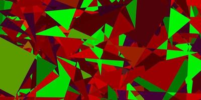 Dark Green, Red vector background with polygonal forms.