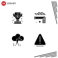 4 Universal Solid Glyph Signs Symbols of award arrow success level alert Editable Vector Design Elements