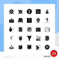 Pack of 25 Modern Solid Glyphs Signs and Symbols for Web Print Media such as soft skin care federal target find Editable Vector Design Elements