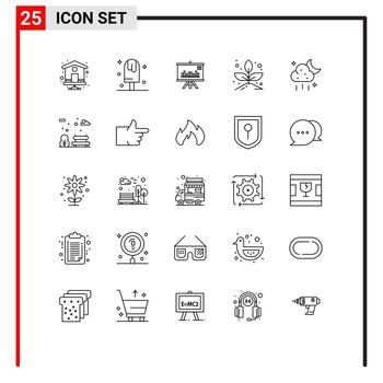 Line Pack of 25 Universal Symbols of ui cloud presentation sprout grow Editable Vector Design Elements