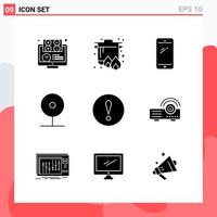 Collection of 9 Vector Icons in solid style Modern Glyph Symbols for Web and Mobile Solid Icon Sign Isolated on White Background 9 Icons