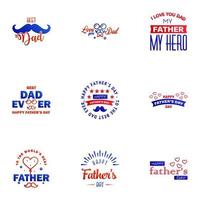 Love You Papa Card Design for Happy Fathers Day Typography Collection 9 Blue and red Design Editable Vector Design Elements