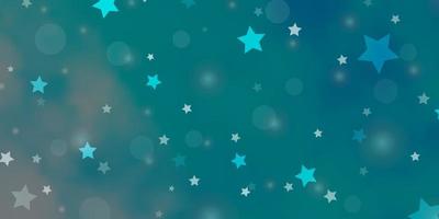 Light BLUE vector texture with circles, stars.