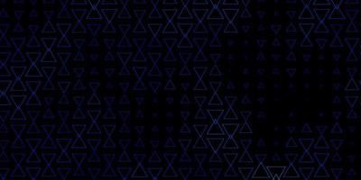 textura de vector azul oscuro con líneas, triángulos.