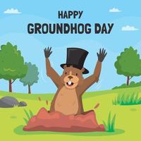 Groundhog Day with A Hat And Scarf vector