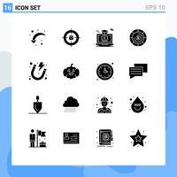 16 Universal Solid Glyphs Set for Web and Mobile Applications electricity coins resources budget gruadation Editable Vector Design Elements