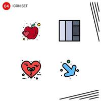 conjunto de 4 iconos de ui modernos símbolos signos para manzana amor comida bio flecha elementos de diseño vectorial editables vector