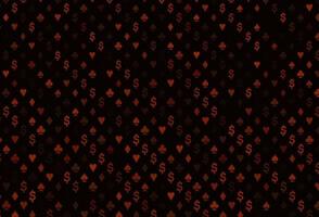 Dark red vector texture with playing cards.