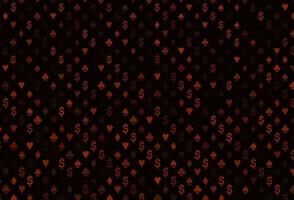 Dark red vector texture with playing cards.