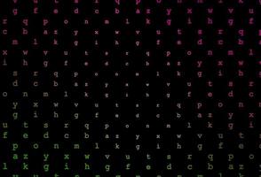 Dark pink, green vector texture with ABC characters.