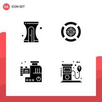 Pack of 4 Universal Glyph Icons for Print Media on White Background Creative Black Icon vector background