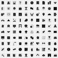 Set of 100 Business Solid Glyph icons vector