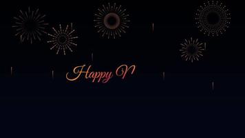 Handwritten New Year 2023 animation with spectacular creative golden fireworks in flat style design video