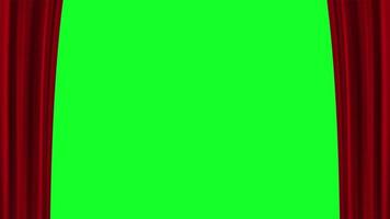 Opening wavy red curtain on green screen background for circus, theater, cinema or opera performance video