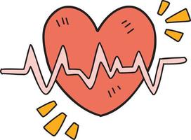 Hand Drawn heart and pulse illustration vector