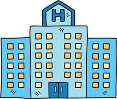 dibujado a mano ilustración de edificio de hospital vector