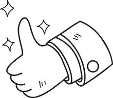 Hand Drawn thumbs up and good review illustration vector