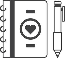 ilustración de libro y corazón en estilo minimalista vector