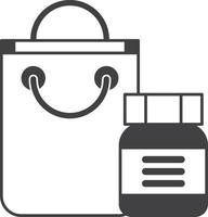 Pill bottles and bags illustration in minimal style vector