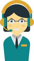female call center employee illustration in minimal style vector