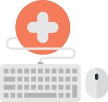 Keyboard and hospital symbols illustration in minimal style vector