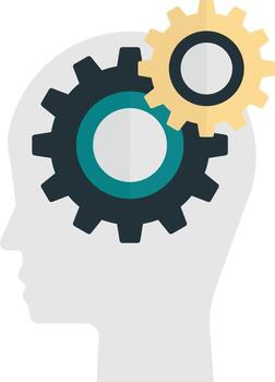 brains and cogs illustration in minimal style vector