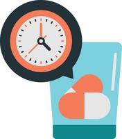 pills and clock illustration in minimal style vector