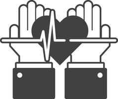 hand and heart illustration in minimal style vector