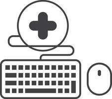 Keyboard and hospital symbols illustration in minimal style vector