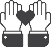 hand and heart illustration in minimal style vector