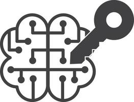 brain and key illustration in minimal style vector