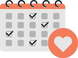 calendar and heart illustration in minimal style vector