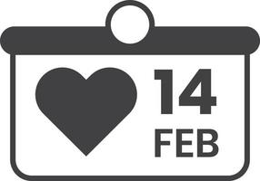 calendar date 14 february illustration in minimal style vector