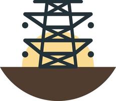 high voltage pole and sun illustration in minimal style vector