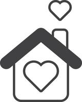 linda casa y corazón ilustración en estilo minimalista vector