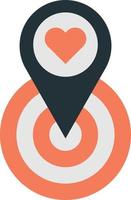 Location pins and hearts illustration in minimal style vector