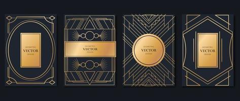 Luxury invitation card design vector. Abstract gradient gold geometric shape pattern and art deco background. Design illustration for glamorous invitation, cover, VIP card, print, poster, wallpaper. vector