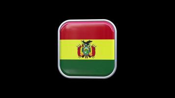 3d bolivia flagga fyrkant ikon animering transparent bakgrund fri video