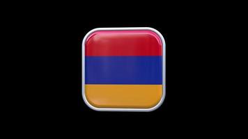 3d armenia flagga fyrkant ikon animering transparent bakgrund fri video