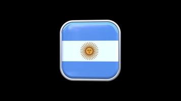 3d bandera argentina icono cuadrado animación fondo transparente video gratis